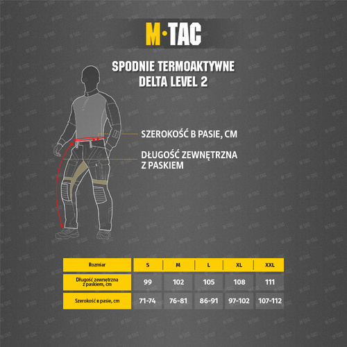 M-Tac - Spodnie termiczne Delta Level 2 - Poliester - Tan - 70005003
