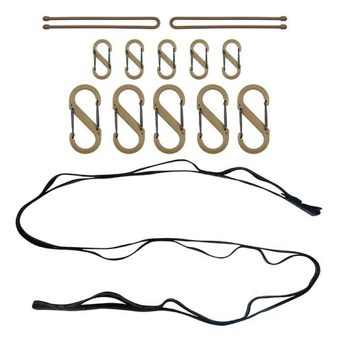 Nite Ize - Organizer GearLine® Tactical - 10 x S-Biner + 2 x Gear Tie 12" - Coyote - GLN4-29-R8