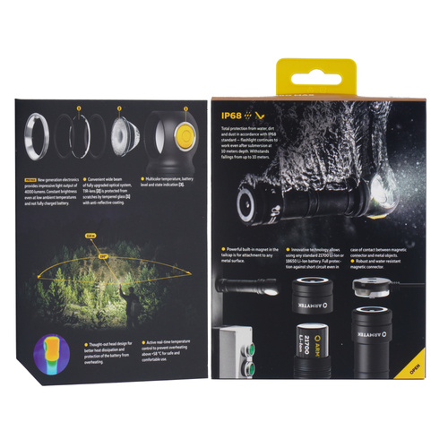 Armytek - Latarka czołowa Wizard C2 Pro Max - IP68 - 4000 lm - 21700 - Czarny - F06701PC