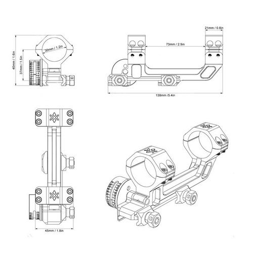 Vector Optics - Montaż do lunety jednoczęściowy Cosine Indicator  - 30 mm - Picatinny - Czarny - SCACD-24