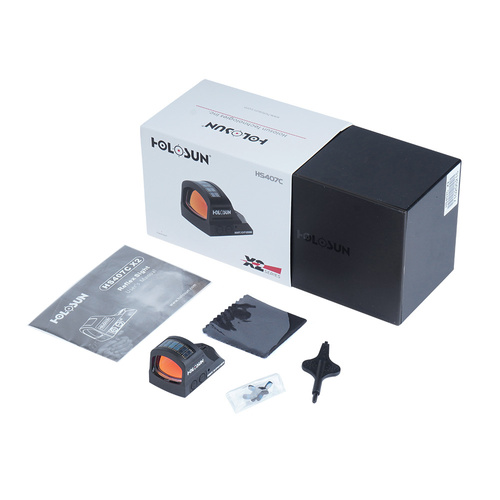Holosun - Kolimator otwarty HS407C X2 - Panel słoneczny - Czerwony znak celowniczy - 2 MOA - Czarny - HS407C X2