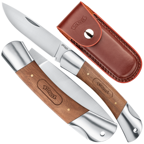 Umarex - Nóż składany Walther Classic Drop 1 - Srebrno/Brązowy - 5.2053