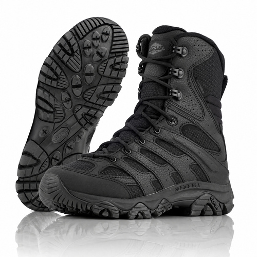 Buty wojskowe Merrell Moab 3 8" Tactical Zip Waterproof - Vibram TC5+ - Czarne