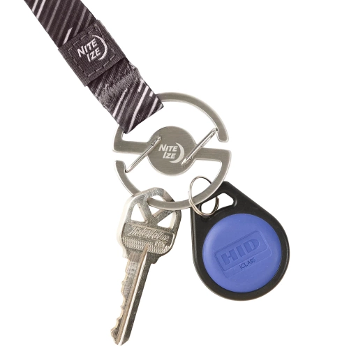 Nite Ize - Karabinczyk ze smyczą Medallion Key Lanyard - Stalowy - Srebrny/Czarny - MKL-11-R3