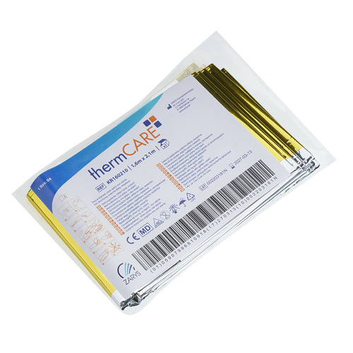 Zarys - Koc termiczny / folia NRC thermCARE - Srebrno-złota - 210x160 cm - KR160210