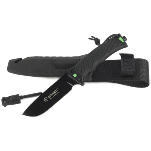 Ganzo - Nóż survivalowy Firebird z krzesiwem - Czarny - G8012V2-BK