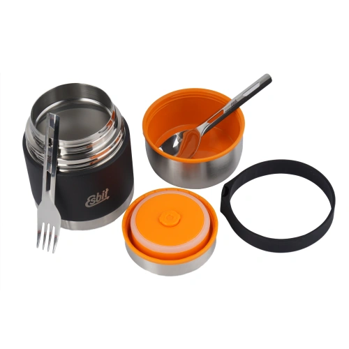 Esbit - Termos na żywność Classic Food Jug Cutlery Set - 500 ml - Czarny - FJ500ML-BK-2SL-S