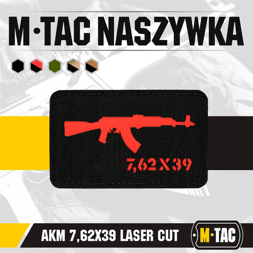 M-Tac - Naszywka AKM 7,62x39 Laser Cut - Czarny/Czarwony - 51110233