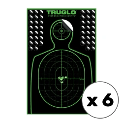 TruGlo - Samoprzylepne tarcze strzeleckie TruSee z zaklejkami - Sylwetkowe - 305 x 495 mm - Zielone fluorescencyjne - 6 szt. - TG-TG13A6