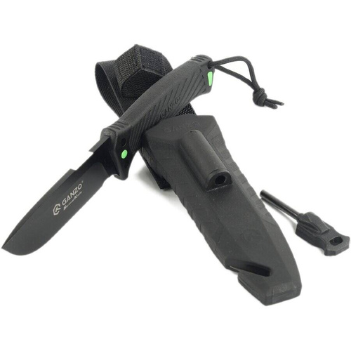 Ganzo - Nóż survivalowy Firebird z krzesiwem - Czarny - G8012V2-BK