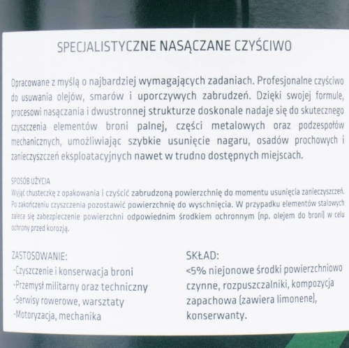 Milspec - Mokre czyściwo do broni Heavy Duty - Bezpyłowe - 50 sztuk