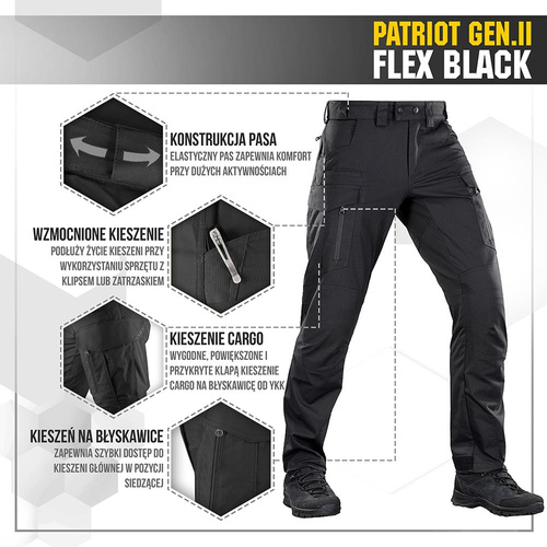 M-Tac - Spodnie taktyczne Patriot Gen II Flex - Czarne - 20056802