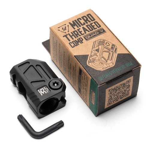 Strike Industries - Kompensator do pistoletu 9 mm Micro Threaded Comp Quad V - 1/2"-28 - Czarny - SI-MC-QUAD-V