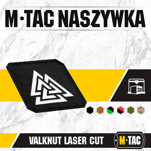 M-Tac - Naszywka Laser cut Valknut kwadrat - Czarny  - 51162299