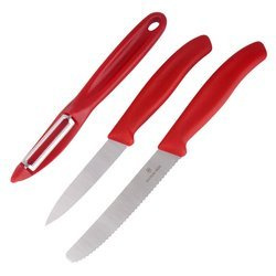 Victorinox - Zestaw noży kuchennych Swiss Classic z obieraczką - 3 elementy - Czerwony - 6.7111.33C1