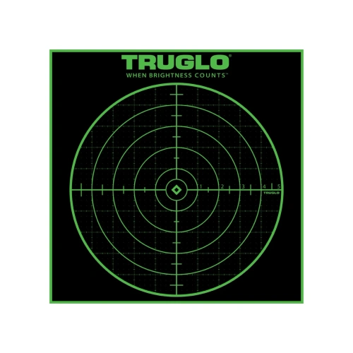 TruGlo - Samoprzylepne tarcze strzeleckie TruSee z zaklejkami - 100 Yard - 305 x 305 mm - Zielone fluorescencyjne - 6 szt. - TG-TG10A6