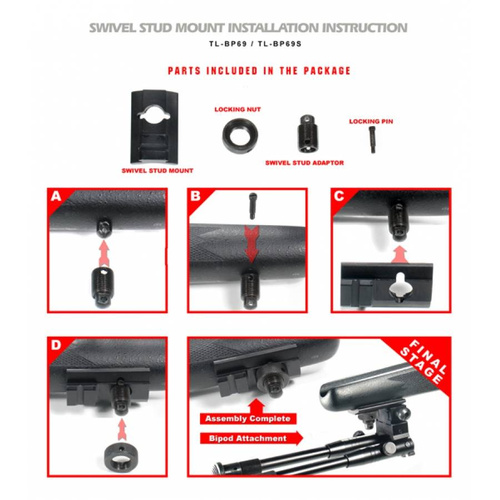 UTG - Dwójnóg składany Leapers Universal Shooter's - 8.7"-10.6" - Picatinny - TL-BP69S