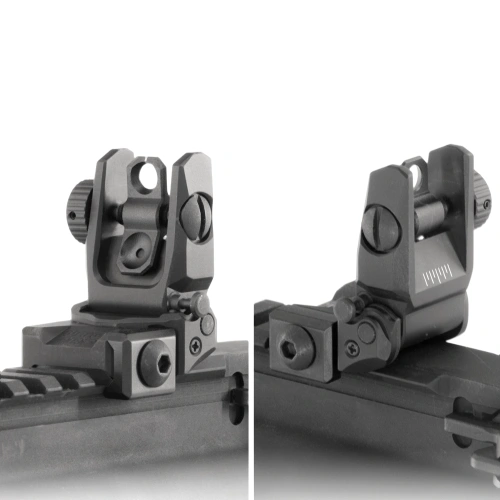 UTG - Składany przeziernik Rear Sight Flip-Up - Picatinny - Aluminium - Czarny - TLURS55