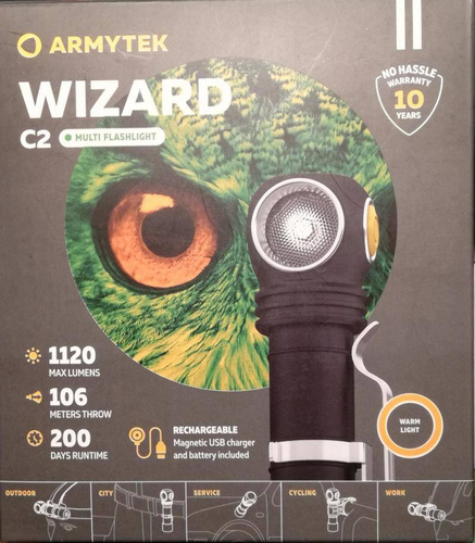 Armytek - Latarka akumulatorowa / czołówka Wizard C2 WR Magnet USB - 1020 lumenów - F06901PW