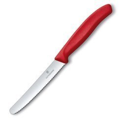 Victorinox - Nóż kuchenny Swiss Classic z zaokrąglonym czubkiem - Ząbkowany - Czerwony - 6.7831.C1