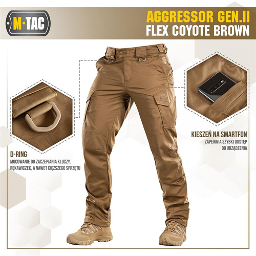 M-Tac - Spodnie taktyczne Aggressor Gen.II Flex - Ripstop - Coyote Brown - 20058017