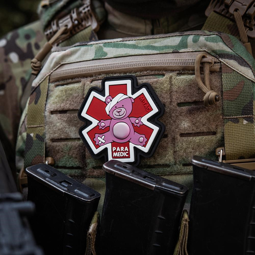 M-Tac - Naszywka Paramedic Miś - PVC 3D - Biały/Czerwony - 51348343