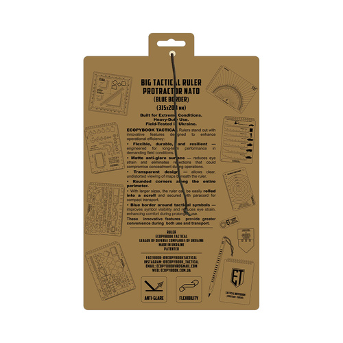 M-Tac - Linijka duży kątomierz NATO z szablonem Ecopybook Tactical Blue - Polimer - 10273018