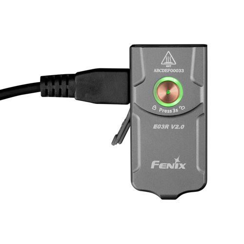 Fenix - Latarka taktyczna LED PD36R Pro z akumulatorem 5000 mAh + latarka brelok E03R V2.0 - 2800 lm - Czarna/Szara - PD36R Pro+E03R grey