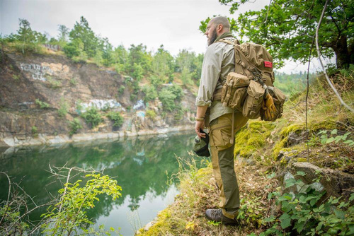 Helikon - Spodnie outdoorowe Hybrid Outback Pants® - DuraCanvas® - Crimson Sky / Czarne - SP-HOP-DC-8301A