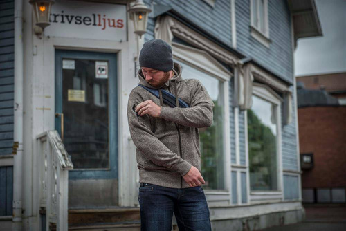 Helikon - Bluza z kapturem Covert Tactical Hoodie - Fullzip - Niebieski melanż - BL-CHF-SF-M2