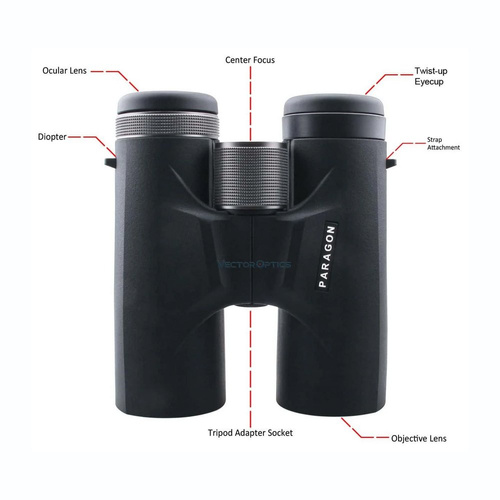 Vector Optics - Lornetka wojskowa Paragon 10x42 z pokrowcem - Czarna - SCBO-04