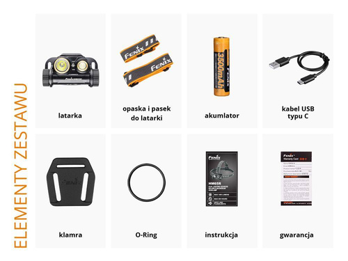 Fenix - Latarka czołówka LED z akumulatorem - 1400 lumenów - Czarna - HM65R