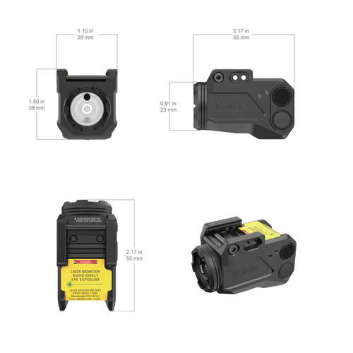 Vaide - Latarka taktyczna LED na broń z laserem Compact Scrapper Combo - 500 lm - Czarna - VAPLL-G01