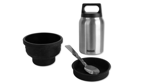 SIGG - Termos na żywność z miską i łyżką Hot&Cold Food Jar Brushed - 0.5 L - Srebrny - 8592.20