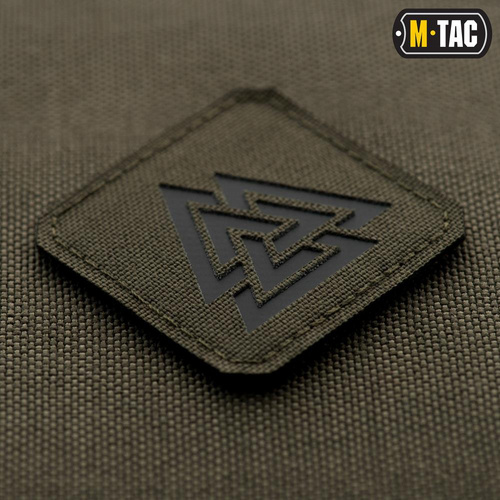 M-Tac - Naszywka Laser cut Valknut kwadrat - Czarny / Ranger Green  - 51162232