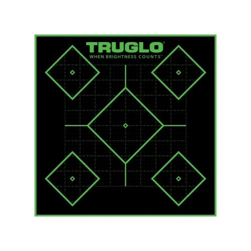 TruGlo - Samoprzylepne tarcze strzeleckie TruSee z zaklejkami - 5-Diamond - 305 x 305 mm - Zielone fluorescencyjne - 6 szt. - TG-TG14A6