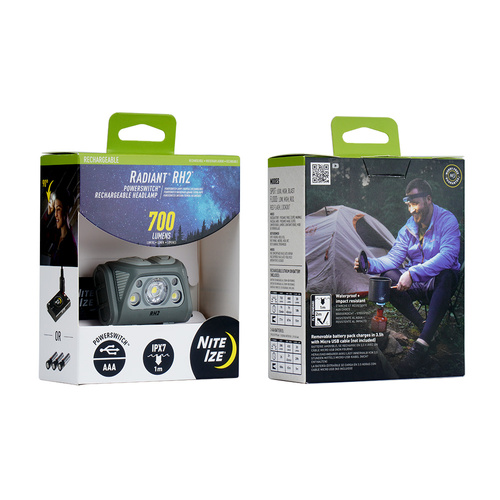 Nite Ize - Latarka czołowa Radiant® RH2™- 700 lm - Czarna / Szara - RH2-09-R8