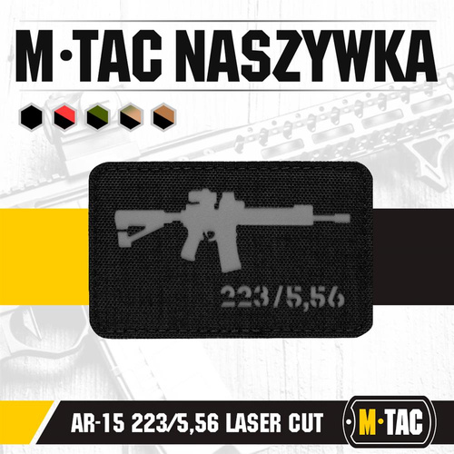 M-Tac - Naszywka AR-15 223/5,56 Laser Cut - Czarny/Szary - 51111211