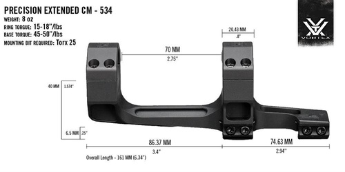 Vortex Optics - Montaż Precision Extended - 34 mm - Czarny - CM-534