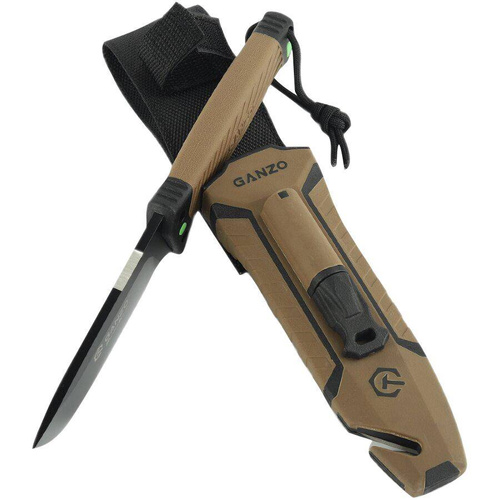 Ganzo - Nóż survivalowy Firebird z krzesiwem - Coyote - G8012V2-DY
