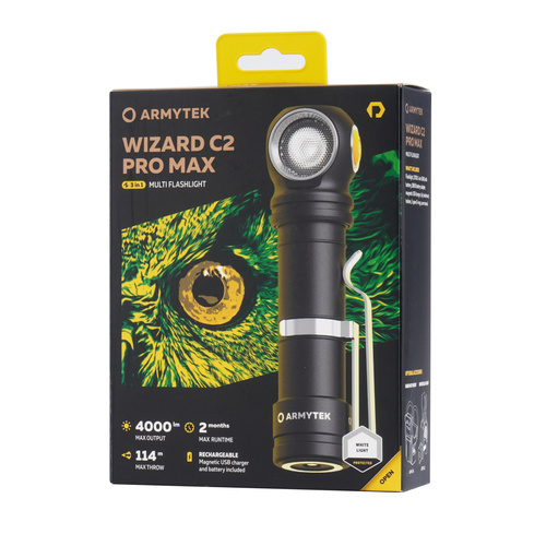Armytek - Latarka czołowa Wizard C2 Pro Max - IP68 - 4000 lm - 21700 - Czarny - F06701PC