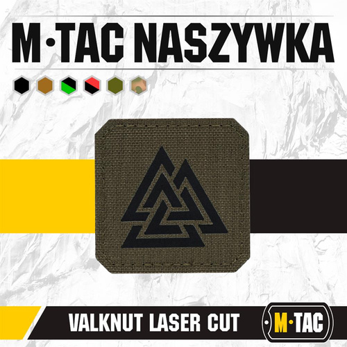 M-Tac - Naszywka Laser cut Valknut kwadrat - Czarny / Ranger Green  - 51162232