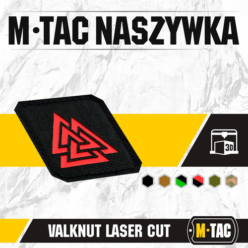 M-Tac - Naszywka Laser cut Valknut kwadrat - Czerwony / Czarny - 51162233