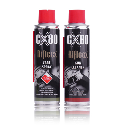 RifleCX - Zestaw Zmywacz Gun Cleaner + Preparat konserwujący Care Spray - 2x 200 ml - 48358 + 48357