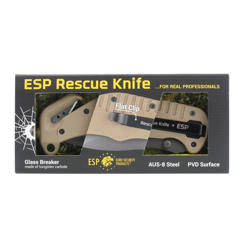 ESP - Nóż ratowniczy Rescue Knife - Ostrze gładkie - Khaki - RKK-01