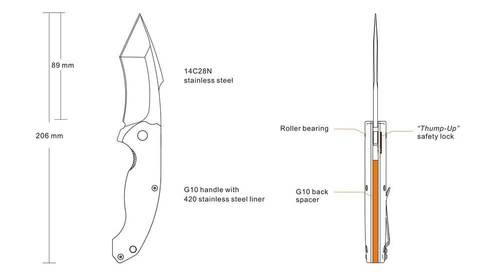 Ruike - Nóż składany - Czarny - P851-B