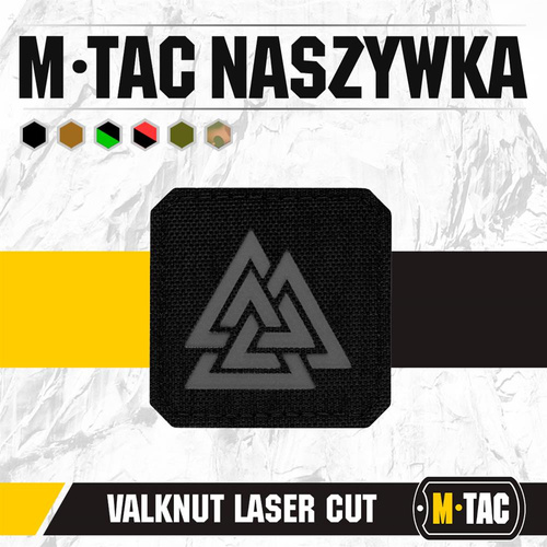 M-Tac - Naszywka Laser cut Valknut kwadrat - Czarny / Szary - 51162211