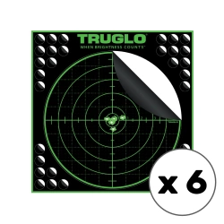 TruGlo - Samoprzylepne tarcze strzeleckie TruSee z zaklejkami - 100 Yard - 305 x 305 mm - Zielone fluorescencyjne - 6 szt. - TG-TG10A6