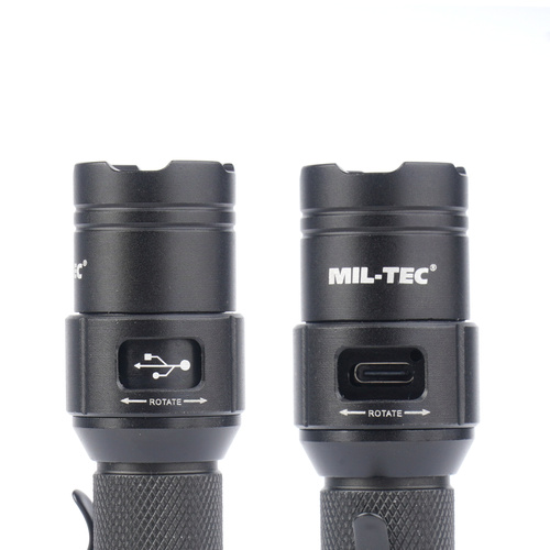 Mil-Tec - Latarka ręczna Stablampe Mini Recharge - Strobe - 450 lm - Czarna - 15154100