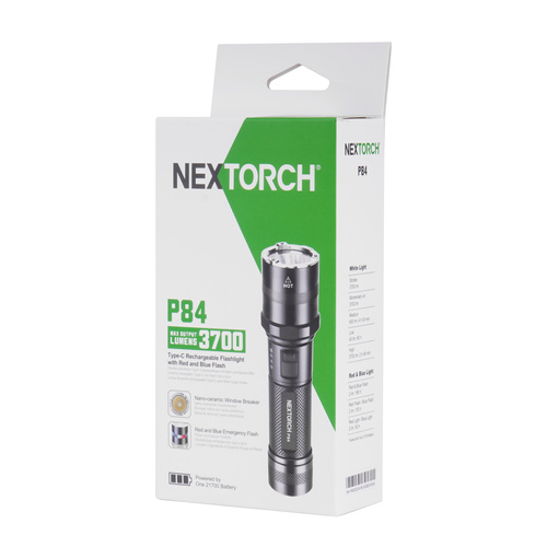 NEXTorch - Latarka taktyczna LED P84 - 21700 4800 mAh - 3000 lm - Czarna - NEXT-P84